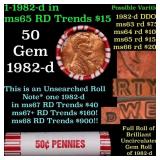 BU Shotgun Lincoln 1c roll, 1982-d 50 pcs Bank Wra