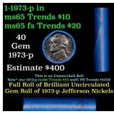 BU Shotgun Jefferson 5c roll, 1973-p 40 pcs Bell T