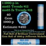 BU Shotgun Jefferson 5c roll, 1999-p 40 pcs N.F. S