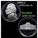 1993-s Proof Jefferson Nickel 5c Grades GEM++ Proo