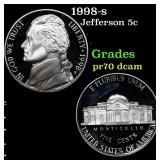 1998-s Proof Jefferson Nickel 5c Grades GEM++ Proo