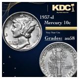 1937-d Mercury Dime 10c Grades Choice AU/BU Slider