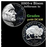 2005-s Bison Proof Jefferson Nickel 5c Grades GEM+