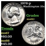 1976-p Washington Quarter 25c Grades GEM++ Unc