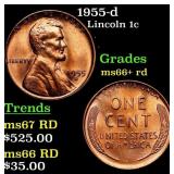 1955-d Lincoln Cent 1c Grades GEM++ RD
