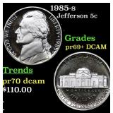 1985-s Proof Jefferson Nickel 5c Grades GEM++ Proo