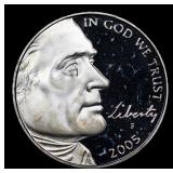 2005-s Bison Proof Jefferson Nickel 5c Grades GEM+