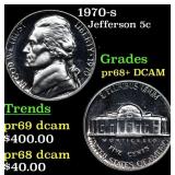 1970-s Proof Jefferson Nickel 5c Grades GEM++ Proo