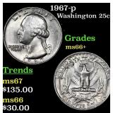 1967-p Washington Quarter 25c Grades GEM++ Unc