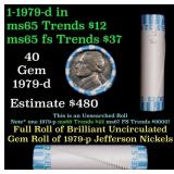 BU Shotgun Jefferson 5c roll, 1979-d 40 pcs Bank $