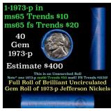 BU Shotgun Jefferson 5c roll, 1973-p 40 pcs Bell T