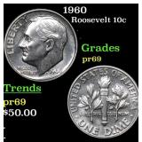 1960 Proof Roosevelt Dime 10c Grades GEM++ Proof