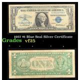 1957 $1 Blue Seal Silver Certificate Grades vf+