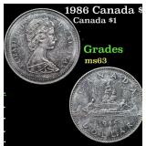 1986 Canada $1 Canada Dollar 1 Grades Select Unc