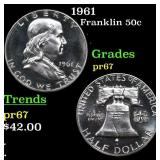 1961 Proof Franklin Half Dollar 50c Grades GEM++ P