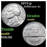 1975-p Jefferson Nickel 5c Grades GEM+ Unc
