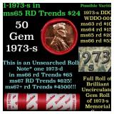 BU Shotgun Lincoln 1c roll, 1973-s 50 pcs Dunbar W