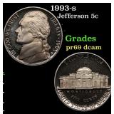 1993-s Proof Jefferson Nickel 5c Grades GEM++ Proo