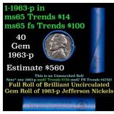 BU Shotgun Jefferson 5c roll, 1963-p 40 pcs Bell T