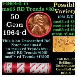 BU Shotgun Lincoln 1c roll, 1981-d 50 pcs Bank Wra