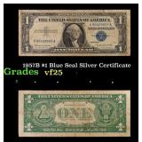 1957B $1 Blue Seal Silver Certificate Grades vf+