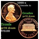 1988-s Proof Lincoln Cent 1c Grades GEM++ Proof De