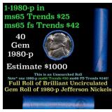 BU Shotgun Jefferson 5c roll, 1980-p 40 pcs Bell T