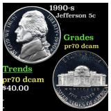 1990-s Proof Jefferson Nickel 5c Grades GEM++ Proo