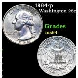 1964-p Washington Quarter 25c Grades Choice Unc