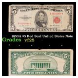 1953A $5 Red Seal United States Note Grades vf+