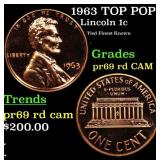 1963 Proof Lincoln Cent TOP POP! 1c Graded pr69 rd