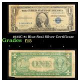 1935C $1 Blue Seal Silver Certificate Grades f+