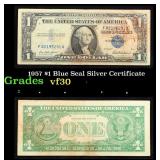 1957 $1 Blue Seal Silver Certificate Grades vf++