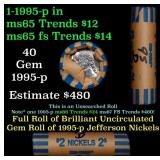 BU Shotgun Jefferson 5c roll, 1995-d 40 pcs Coin-T