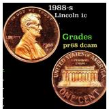1988-s Proof Lincoln Cent 1c Grades GEM++ Proof De