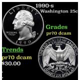 1990-s Proof Washington Quarter 25c Grades GEM++ P