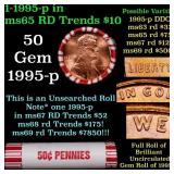 BU Shotgun Lincoln 1c roll, 1965-p 50 pcs Bank Wra