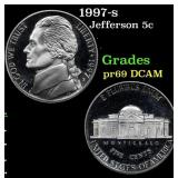 1997-s Proof Jefferson Nickel 5c Grades GEM++ Proo