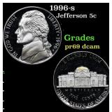 1996-s Proof Jefferson Nickel 5c Grades GEM++ Proo