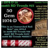 BU Shotgun Lincoln 1c roll, 1974-d 50 pcs Dunbar W