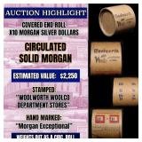 " Morgan Exceptional," x10 coin Covered End Roll!