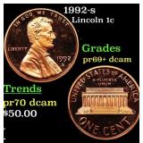 1992-s Proof Lincoln Cent 1c Grades GEM++ Proof De