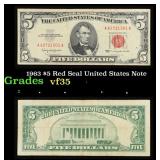 1963 $5 Red Seal United States Note Grades vf++