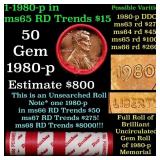 BU Shotgun Lincoln 1c roll, 1980-p 50 pcs Dunbar W