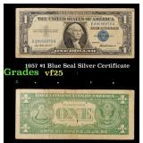 1957 $1 Blue Seal Silver Certificate Grades vf+