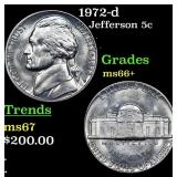 1972-d Jefferson Nickel 5c Grades GEM++ Unc