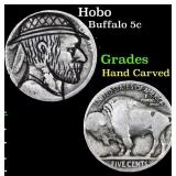 Hobo Buffalo Nickel 5c Grades Hand Carved