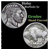 Hobo Buffalo Nickel 5c Grades Hand Carved