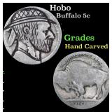 Hobo Buffalo Nickel 5c Grades Hand Carved