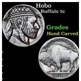 Hobo Buffalo Nickel 5c Grades Hand Carved